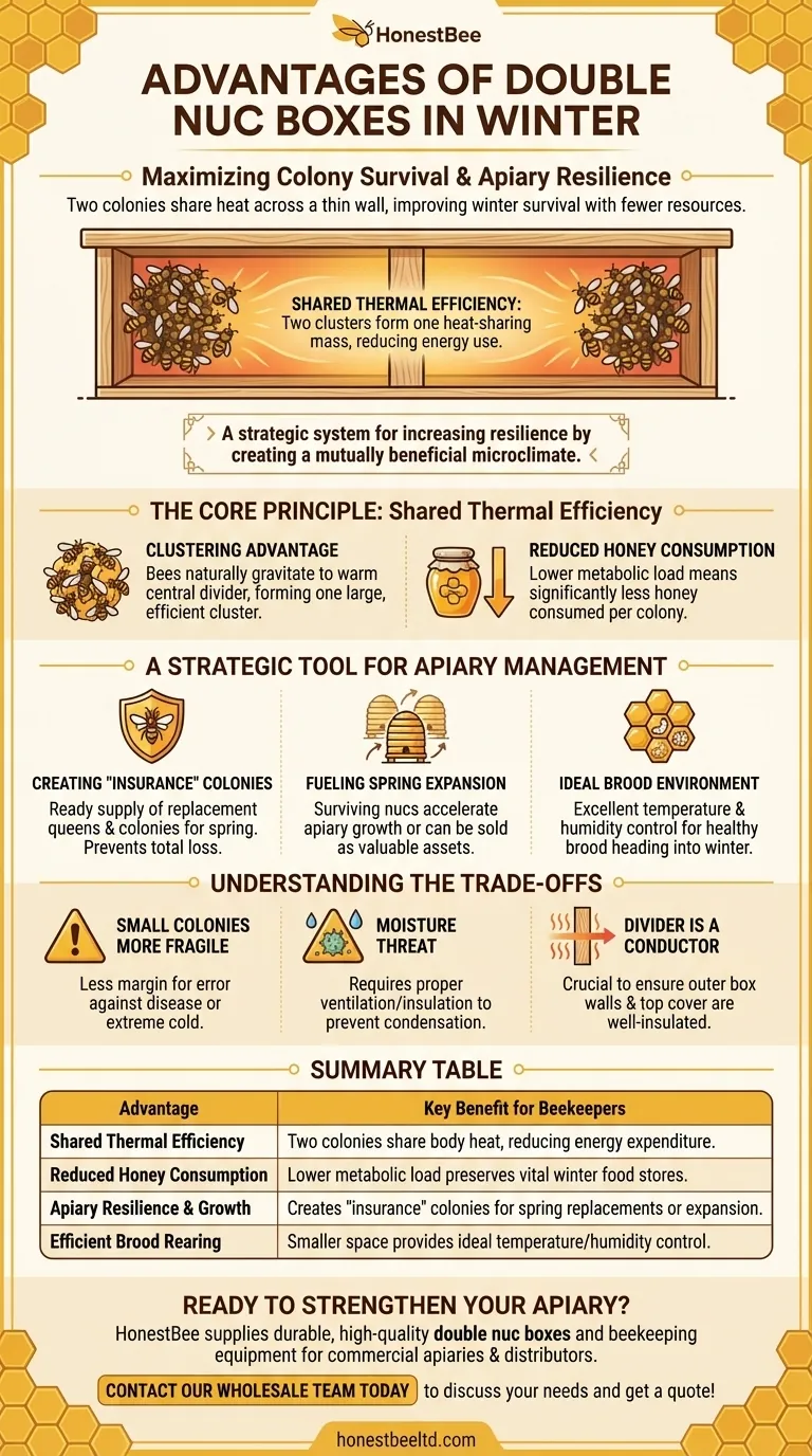 What are the advantages of double nuc boxes in winter? Boost Survival Rates & Apiary Resilience Visual Guide