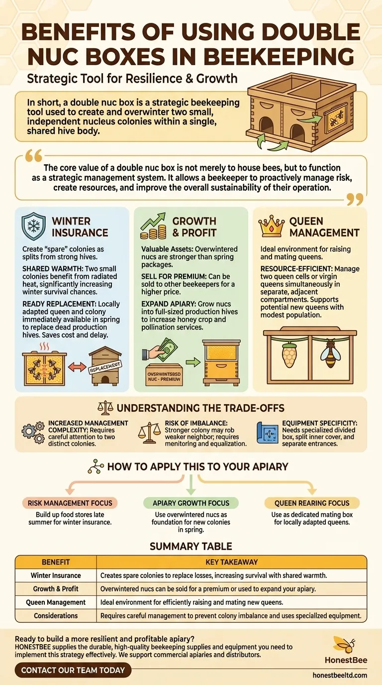 ¿Cuáles son los beneficios de usar cajas de doble núcleo en apicultura? Impulse la Resiliencia y el Crecimiento del Apiario Guía Visual
