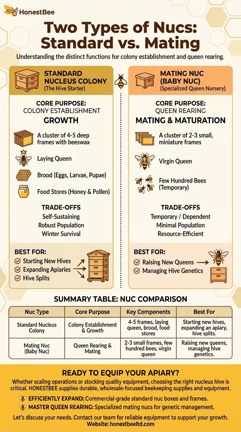 What are the two types of nucs? Choose the Right Nuc for Your Beekeeping Goals Visual Guide