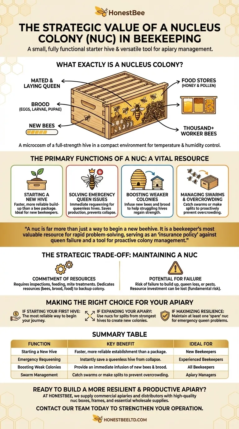 ¿Cuál es el propósito de tener un núcleo en la apicultura? Construya un apiario resiliente y productivo Guía Visual