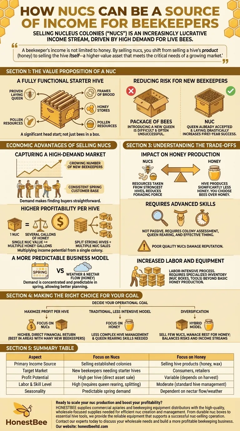 How can nucs be a source of income for beekeepers? Maximize Profit with High-Demand Starter Hives Visual Guide