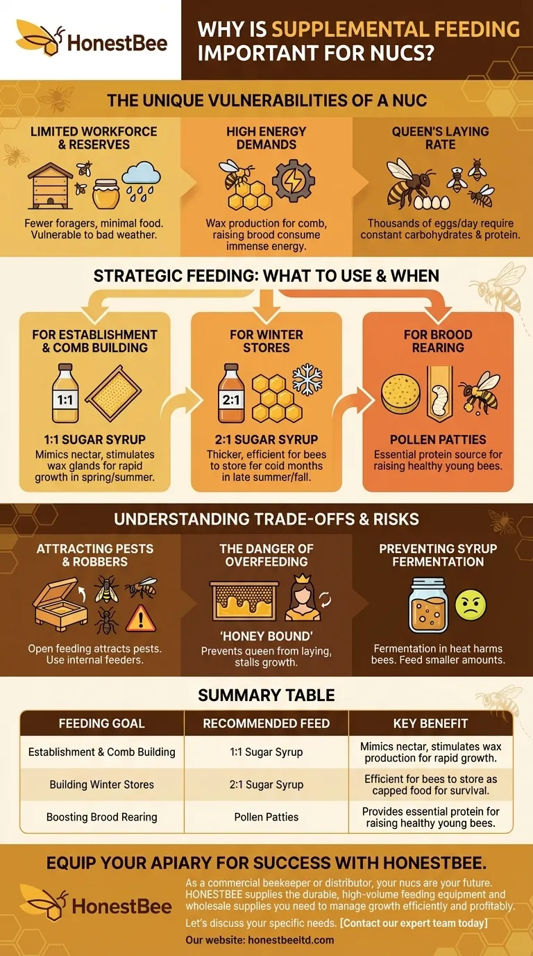Why is supplemental feeding important for nucs? Fuel Rapid Growth & Prevent Starvation Visual Guide