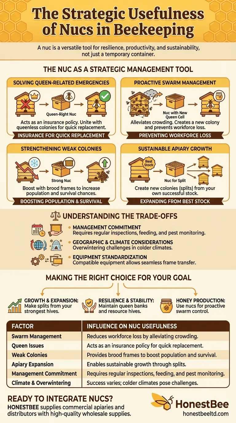 What factors influence the usefulness of nucs in beekeeping? A Strategic Guide for Apiary Management Visual Guide