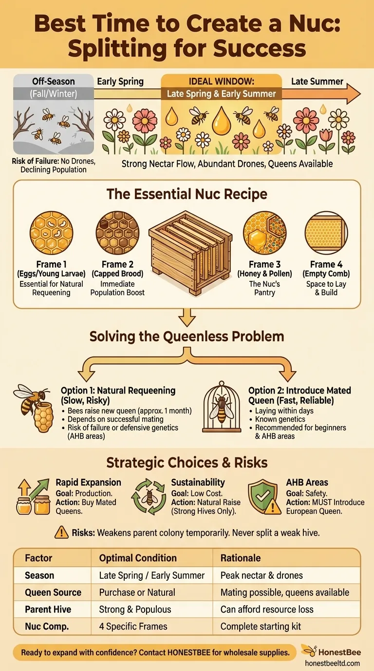 Когда лучше всего создавать отводок (нуклеус) путем деления полноценной колонии? Максимизация успеха поздней весной Визуальное руководство