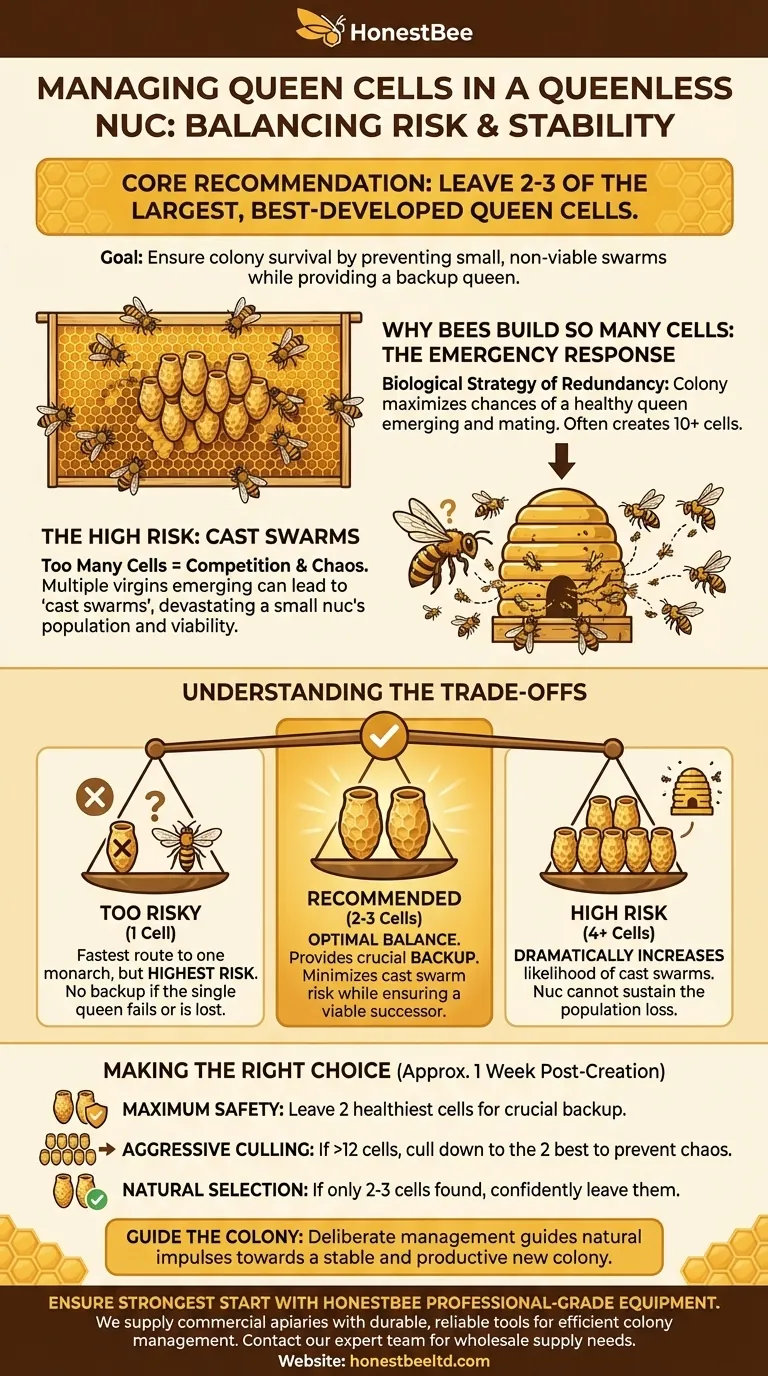 How many queen cells should be left in a queenless nuc? The Key to Stable Colony Success Visual Guide
