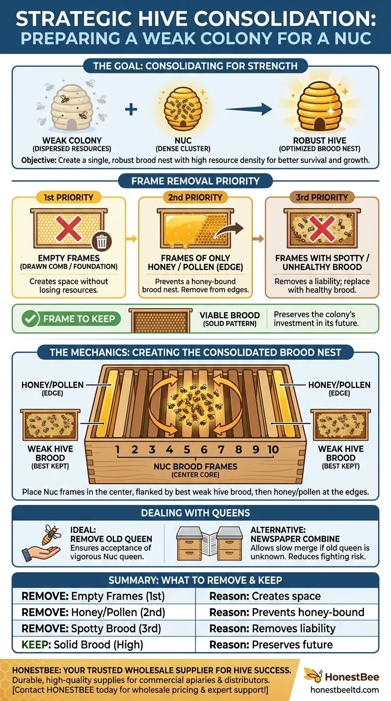 What frames should be removed from a weak colony to make space for frames from a nuc? A Strategic Guide to Boosting Your Hive Visual Guide