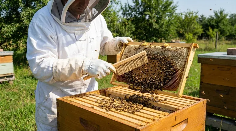 How are bees dislodged from frames? Master the Shaking Technique for Efficient Colony Transfers