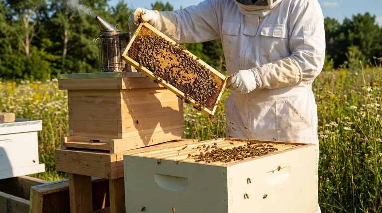 O que deve ser feito se um núcleo tiver pouca cria para doar? Reforçar Colônias Fracas com Abelhas Adultas