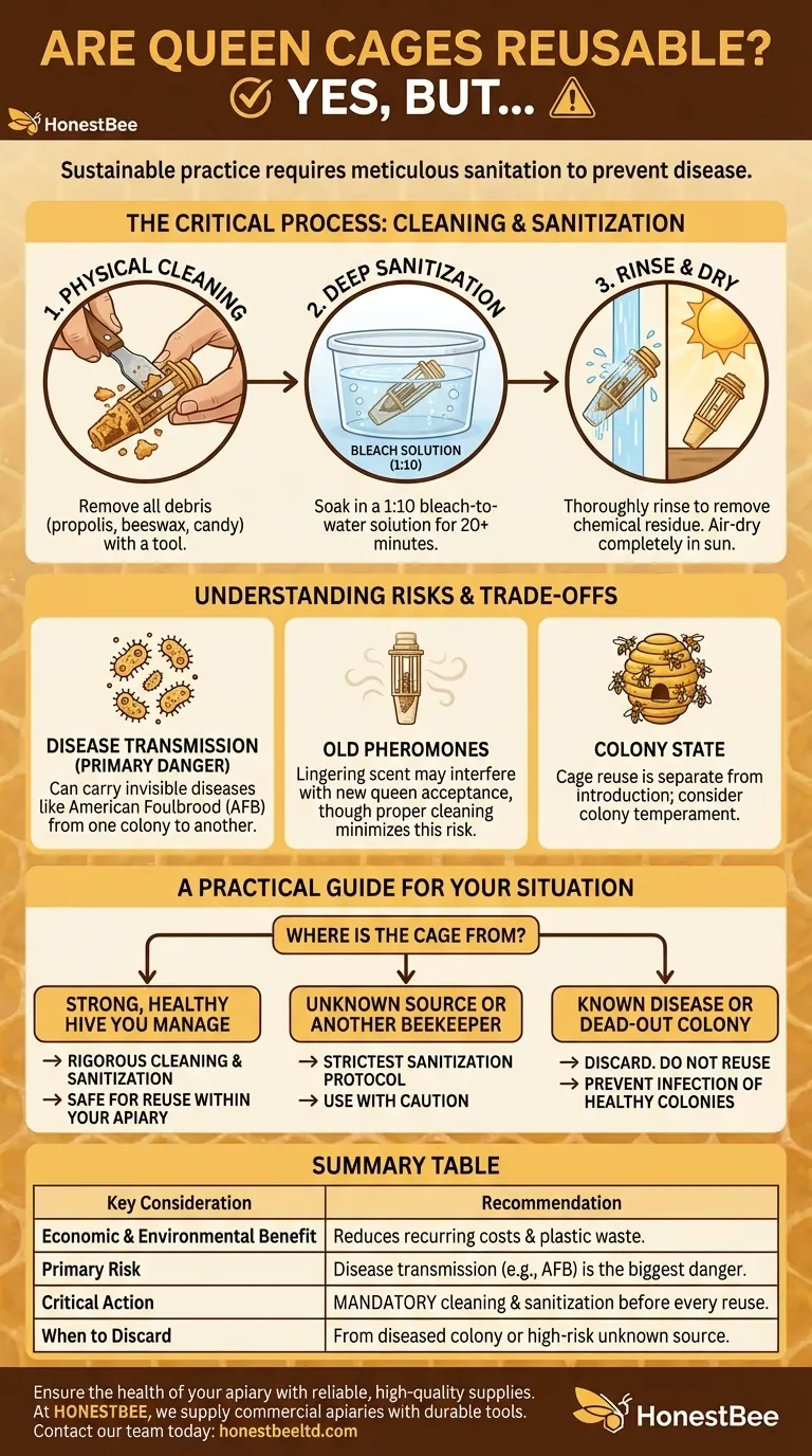Are queen cages reusable? Yes, with proper cleaning for sustainable beekeeping. Visual Guide