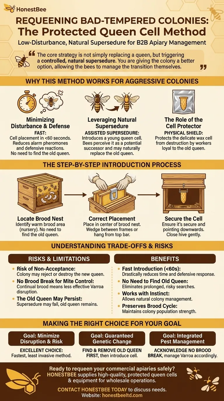 보호된 여왕벌방을 사용하여 사나운 군집의 여왕벌을 교체하는 방법은 무엇입니까? 저교란 여왕벌 교체 방법 시각적 가이드
