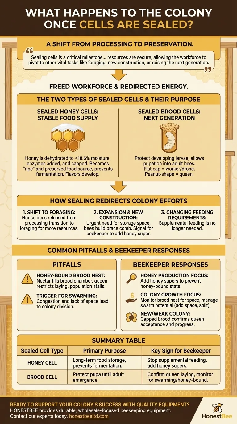 What happens to the colony once the cells are sealed? A Guide to Hive Health and Productivity Visual Guide