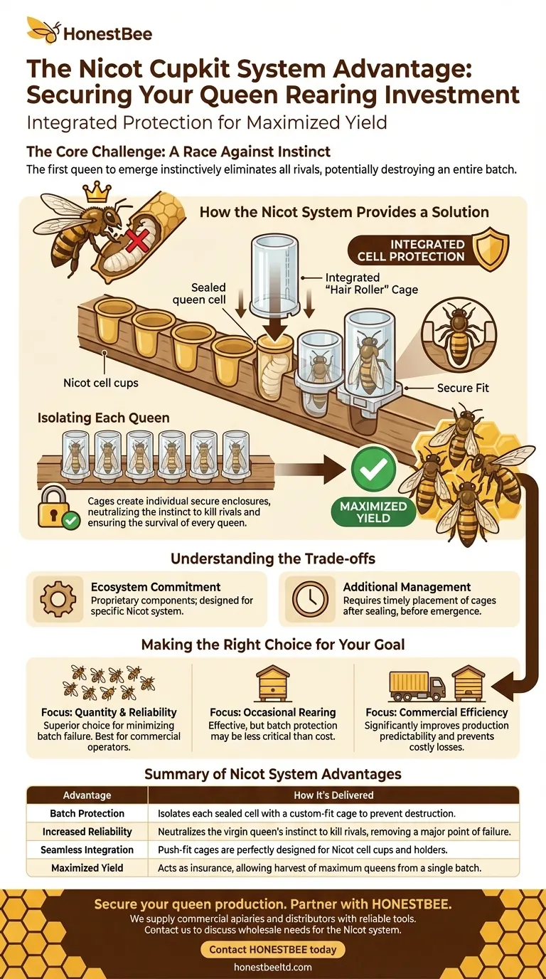 What is the advantage of the Nicot Cupkit system? Secure Your Queen Rearing Success with Batch Protection Visual Guide