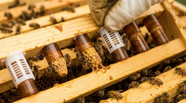 在Nicot Cupkit系统中,何时应将笼子添加到已封盖的蜂王房中?平衡蜂王安全与自然发育