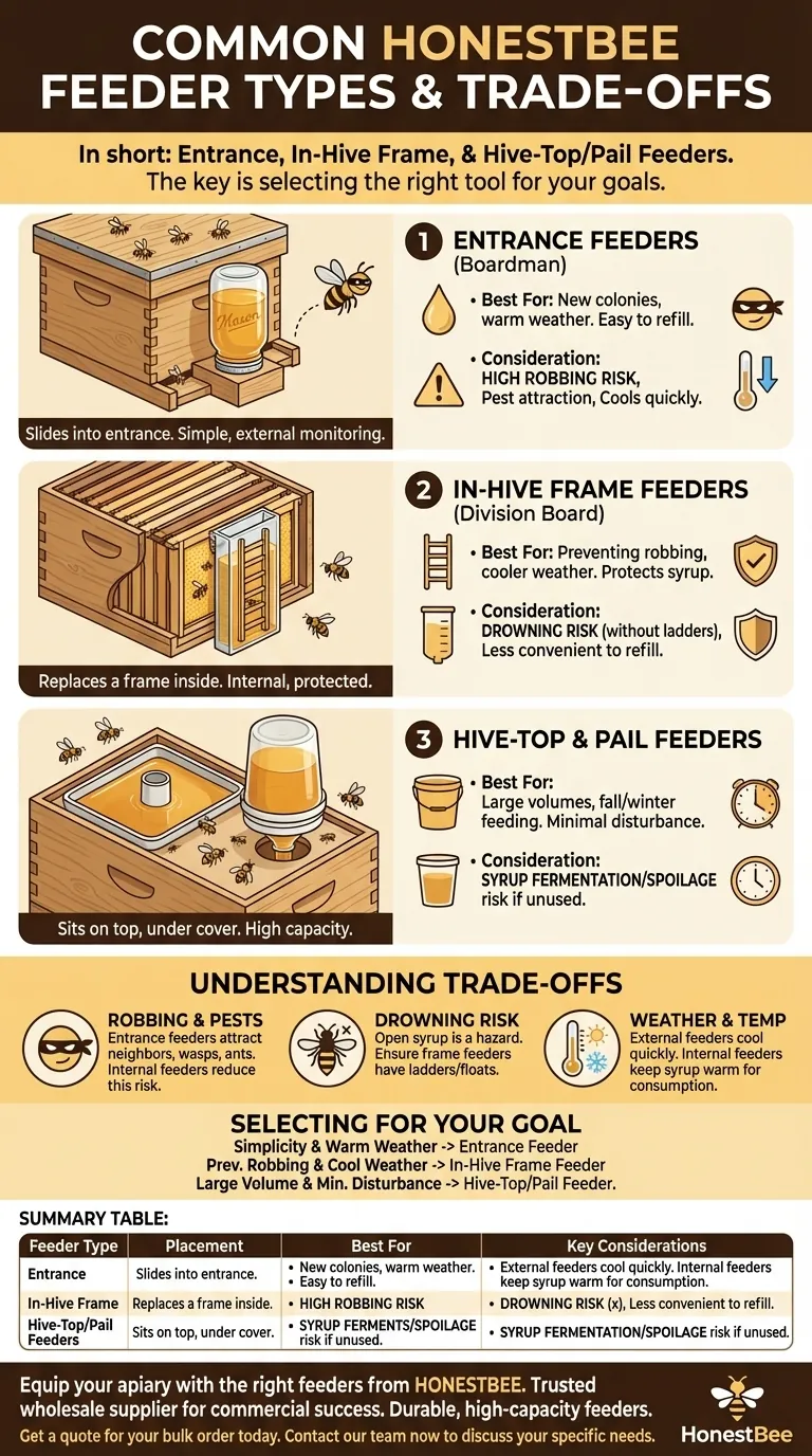 What are the common types of honey bee feeders? Choose the Right Feeder for Your Hive Visual Guide