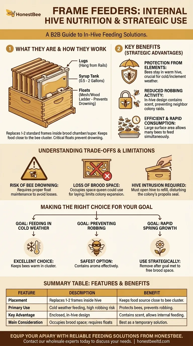 What are frame feeders and how are they used? A Guide to Safe, In-Hive Bee Nutrition Visual Guide