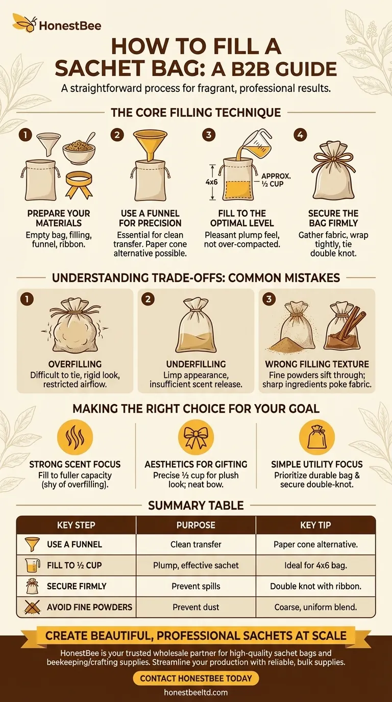 Wie füllt man einen Säckchenbeutel? Eine Schritt-für-Schritt-Anleitung für perfekt gefüllte Duftsäckchen Visuelle Anleitung