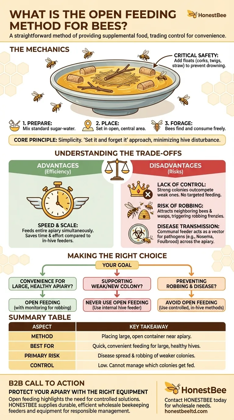 What is the open feeding method for bees? A Guide to Efficiency vs. Risk Visual Guide