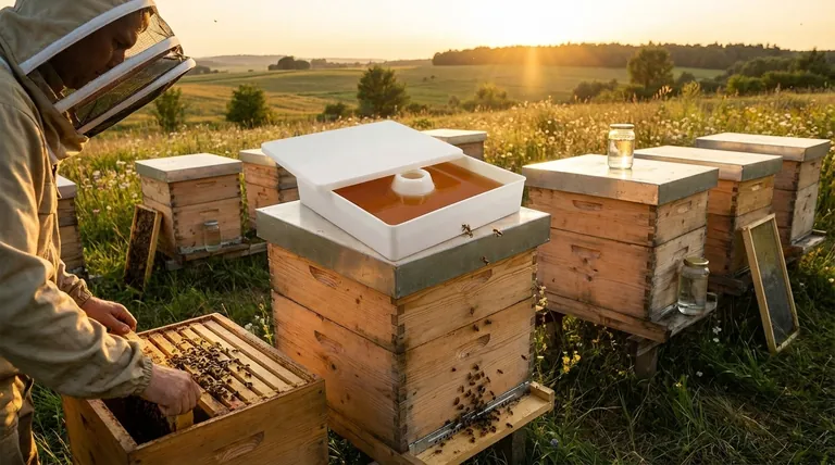 What are the tools used in the closed feeding method for bees? Optimize Hive Health & Security