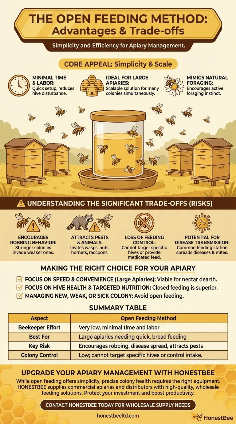 What are the advantages of the open feeding method? A Guide to Efficient Apiary Management Visual Guide