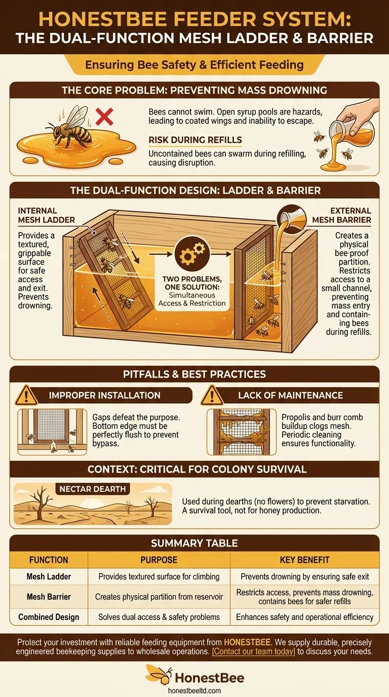 Qual é o propósito da escada de malha e da barreira na caixa de alimentação? Prevenir o Afogamento das Abelhas e Garantir uma Alimentação Segura Guia Visual