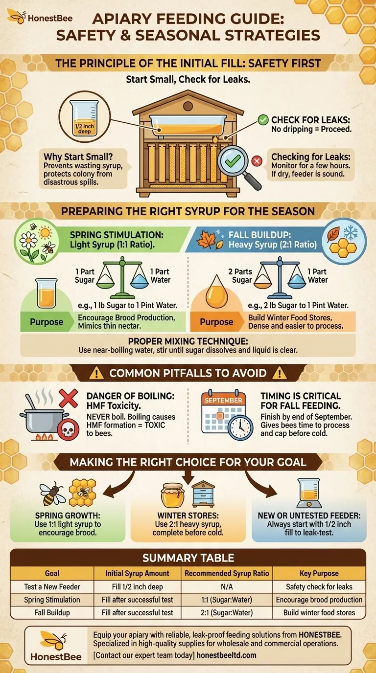 Wie viel Sirup sollte anfangs in den Futterautomaten gegeben werden? Ein sicherer Start für Ihr Bienenvolk Visuelle Anleitung