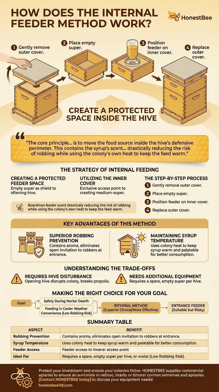 内部喂食器方法是如何运作的？保护您的蜂巢免受盗蜜和寒冷侵扰 图解指南