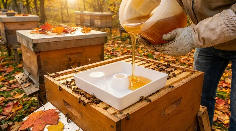 What is the recommended syrup ratio for fall feeding? Use a 2:1 Ratio for Efficient Winter Storage