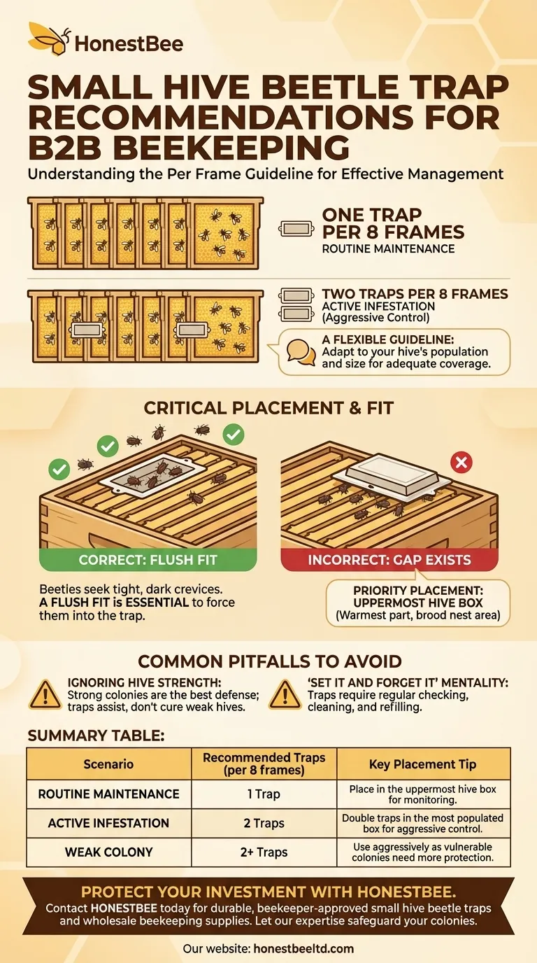 What is the recommended number of beetle traps per hive? Optimize Your Hive's Beetle Defense Visual Guide
