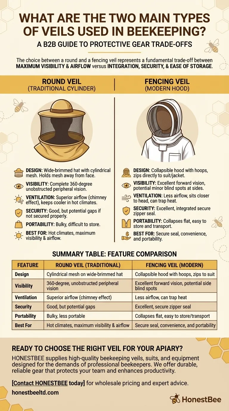 Quali sono i due tipi principali di veli utilizzati nell'apicoltura? Veli rotondi vs. a reticella: spiegazione delle differenze Guida Visiva