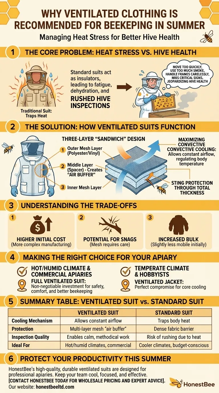 Why is ventilated clothing recommended for beekeeping in summer? Stay Cool and Protected for Better Hive Inspections Visual Guide