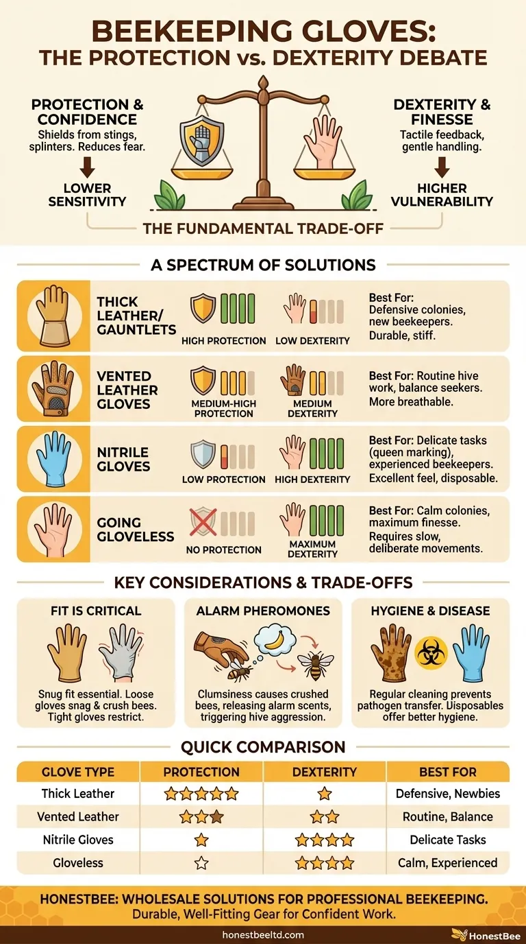 What are the arguments for and against using gloves in beekeeping? Balancing Protection and Dexterity Visual Guide