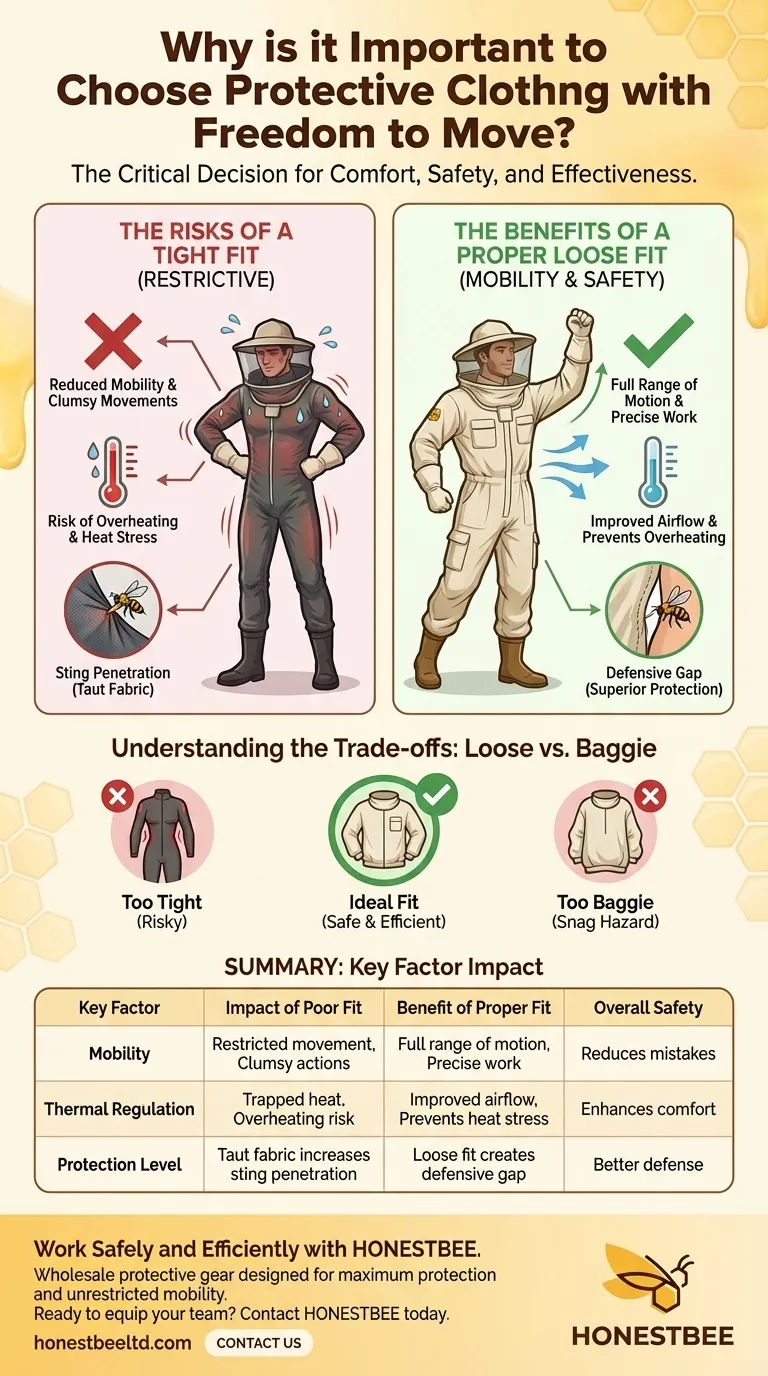 Why is it important to choose protective clothing with some freedom to move around? For Unrestricted Safety & Efficiency Visual Guide