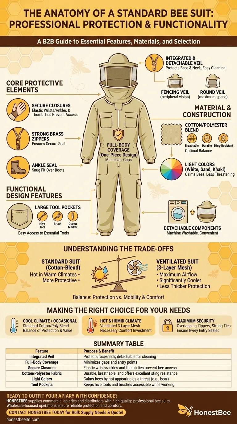 What are the features of a standard bee suit? Essential Protection for Beekeepers Visual Guide