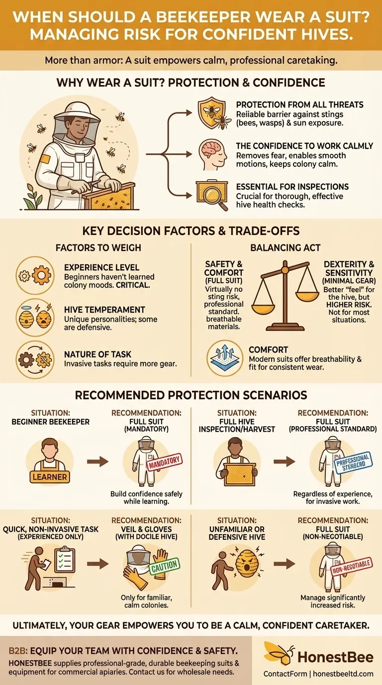 When should a beekeeper wear a beekeeping suit? A Guide for Safety and Confidence Visual Guide