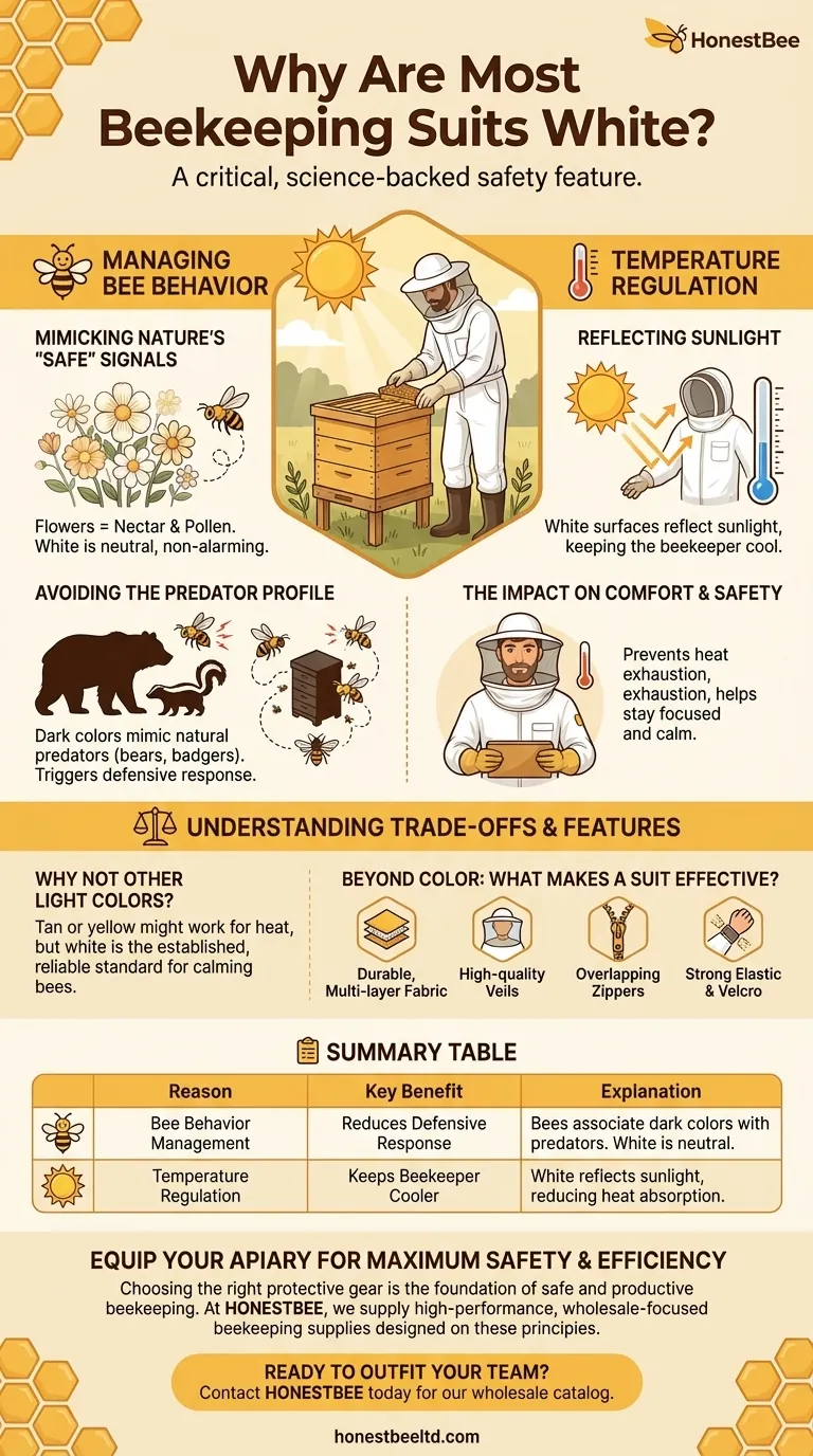 Why are most beekeeping suits white? A Guide to Safer, Cooler Hive Management Visual Guide