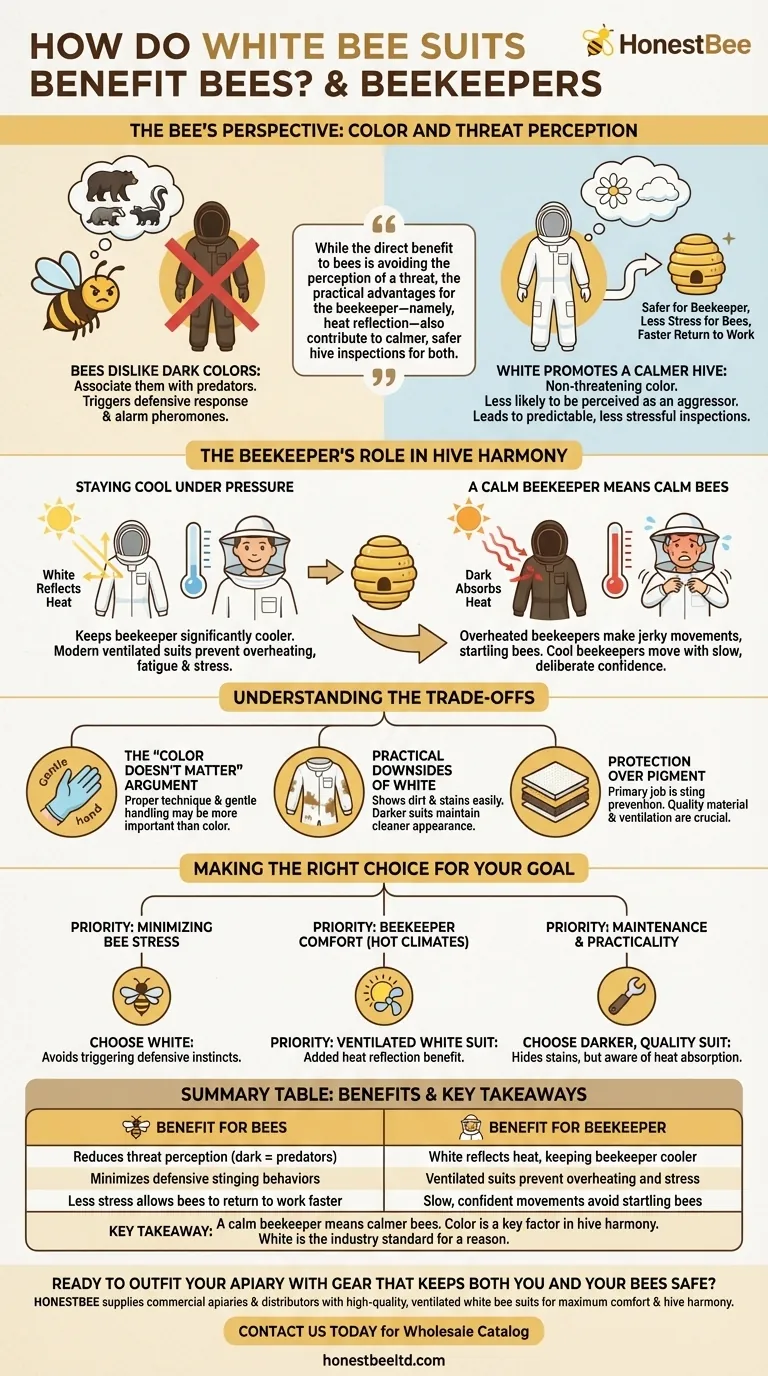 In che modo le tute da apicoltore bianche giovano alle api? Mantieni l'alveare Calmo e Produttivo Guida Visiva