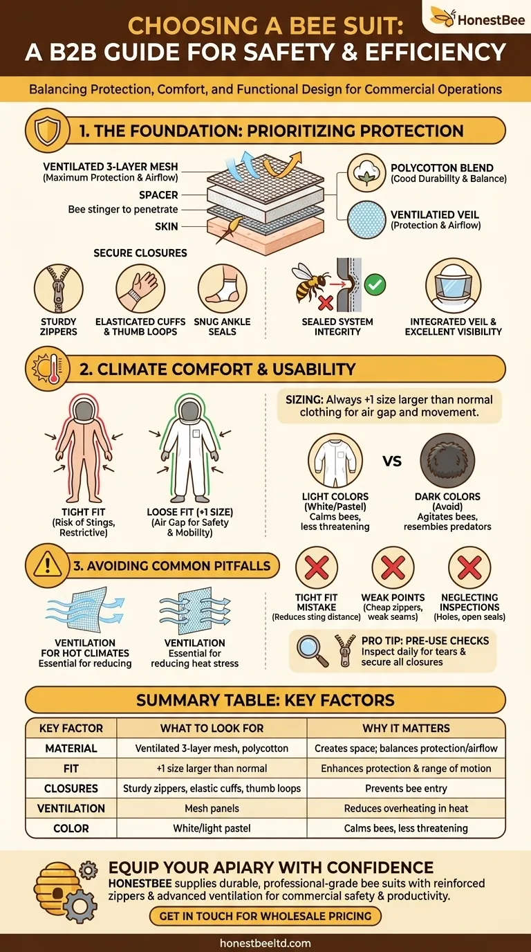 What should be considered when choosing a bee suit? Key Factors for Maximum Protection & Comfort Visual Guide