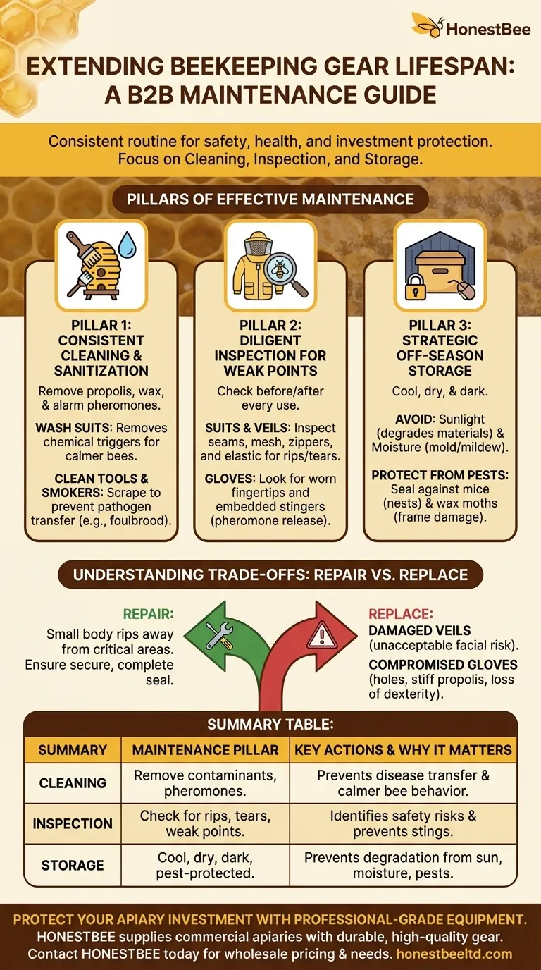 How can beekeeping gear be maintained to extend its lifespan? A Guide to Proactive Equipment Care Visual Guide