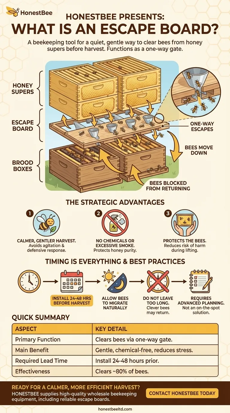 What is an escape board used for? A Gentle, Chemical-Free Honey Harvest Visual Guide