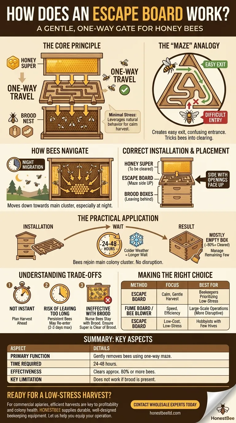 How does an escape board work? A Gentle, Bee-Friendly Method for Harvesting Honey Visual Guide