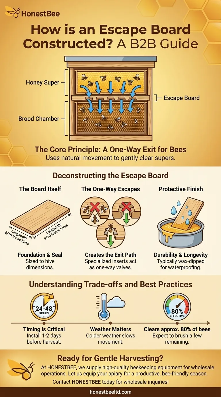 How is an escape board constructed? A Guide to Gentle, Chemical-Free Honey Harvesting Visual Guide