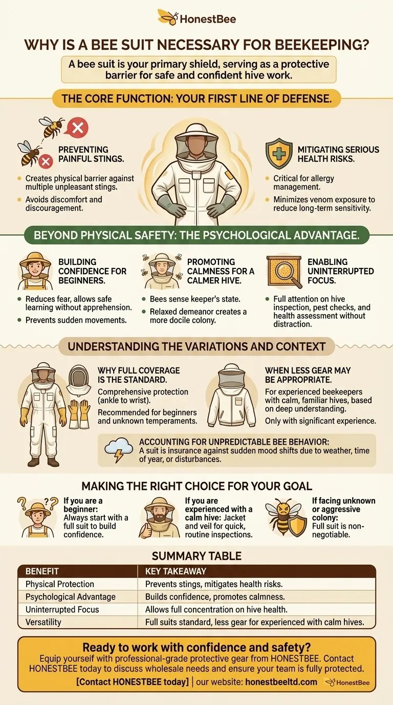 Why is a bee suit necessary for beekeeping? Essential Protection for Confident Hive Management Visual Guide
