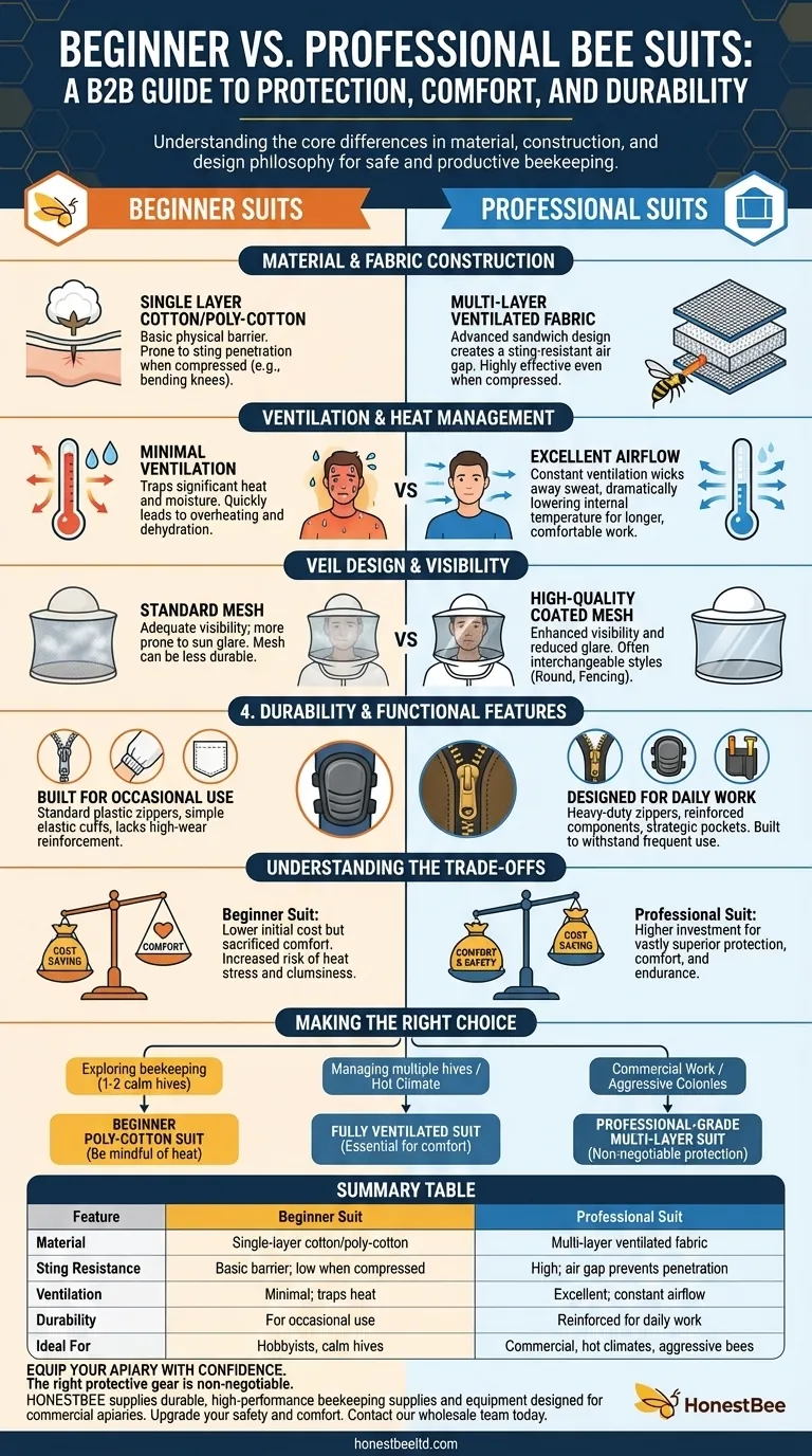 ¿Cuál es la diferencia entre los trajes de apicultor para principiantes y profesionales? Elija la protección adecuada para su colmenar Guía Visual