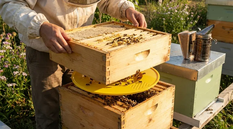 Que deviennent les abeilles une fois qu'elles descendent à travers la planche d'échappement pour abeilles ? Une méthode de récolte douce et peu stressante
