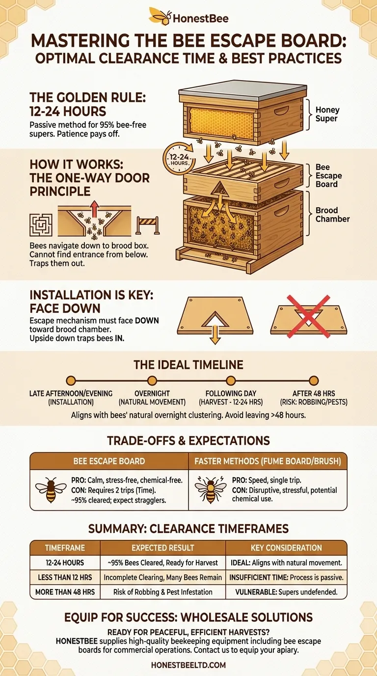 蜂逃板应该在蜜脾上放置多久？在24小时内实现平静的采蜜。 图解指南