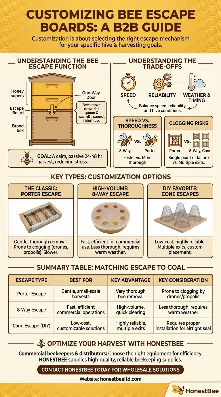 Are bee escape boards customizable? Select the Right Escape for Your Hive and Harvest Goals Visual Guide