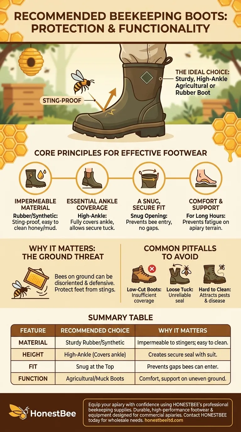 What type of boots are recommended for beekeeping? Essential Footwear for Apiary Safety Visual Guide