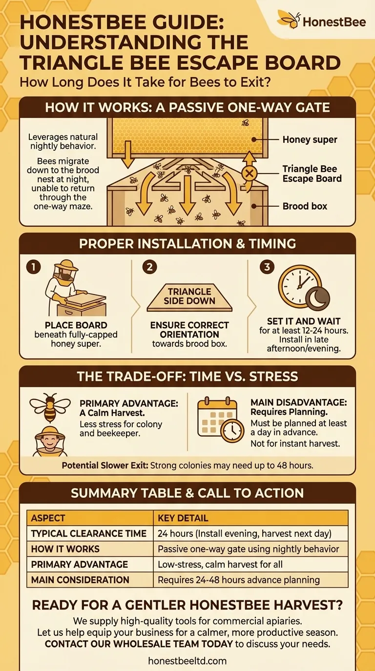 三角蜂逃板（Triangle Bee Escape Board）を使って巣箱からミツバチを追い出すのにどれくらいの時間がかかりますか？穏やかで計画的な採蜜を実現する ビジュアルガイド