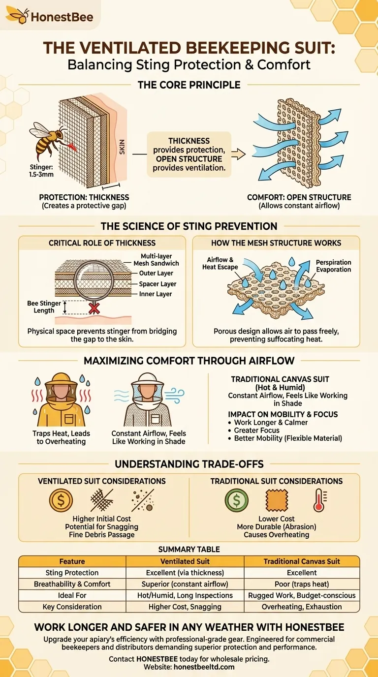 How does a ventilated suit balance sting protection and comfort? The Science of Cool, Safe Beekeeping Visual Guide