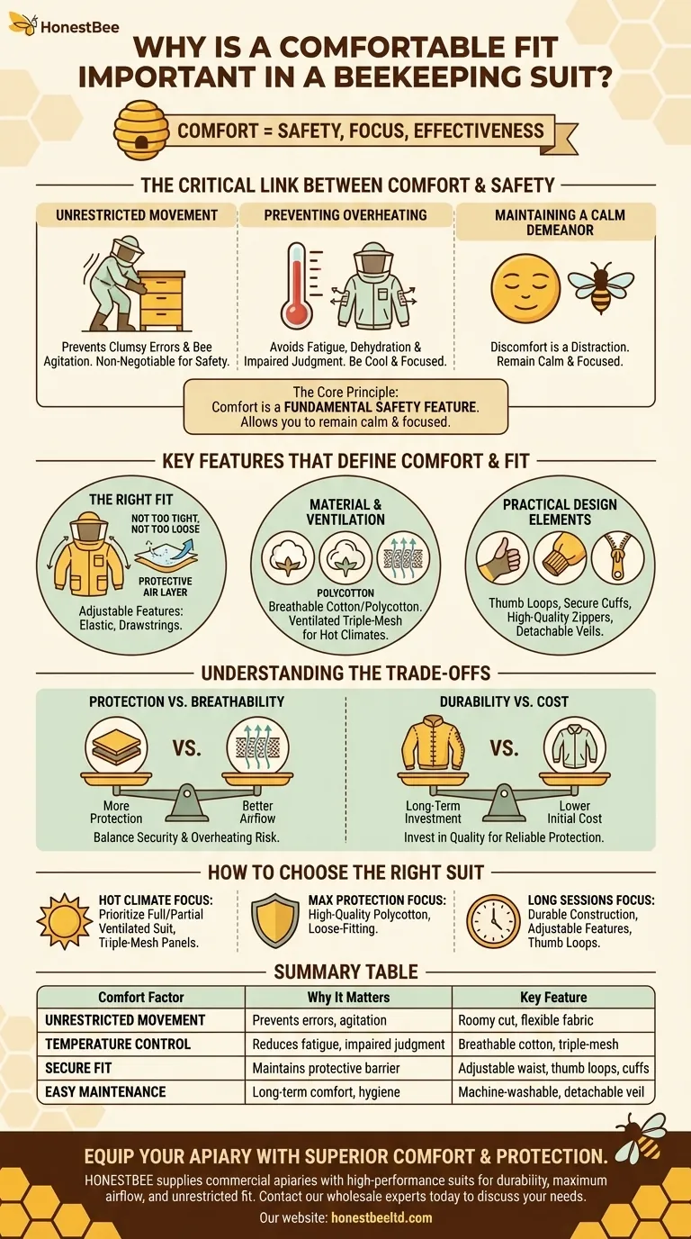 Why is a comfortable fit important in a beekeeping suit? The Key to Safety and Performance Visual Guide